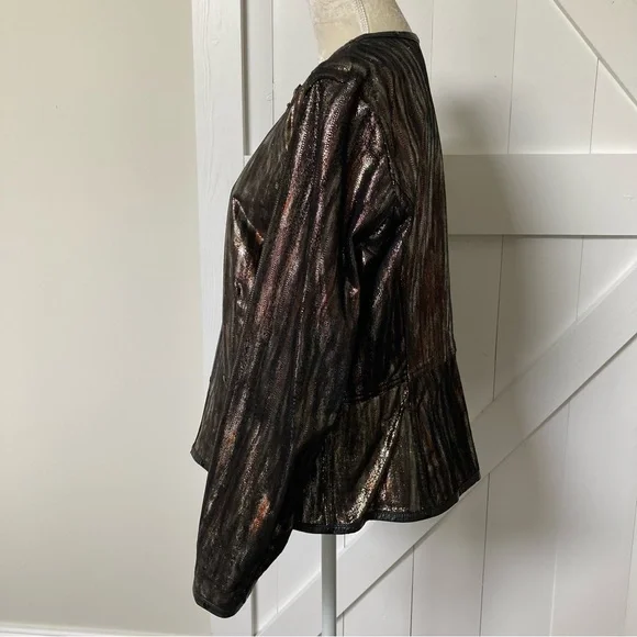 Chico’s genuine Leather reversible jacket metallic & black women’s M, 12 - Picture 10 of 12